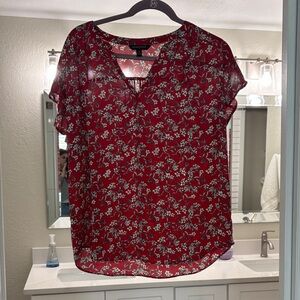 Banana Republic Red Floral Blouse